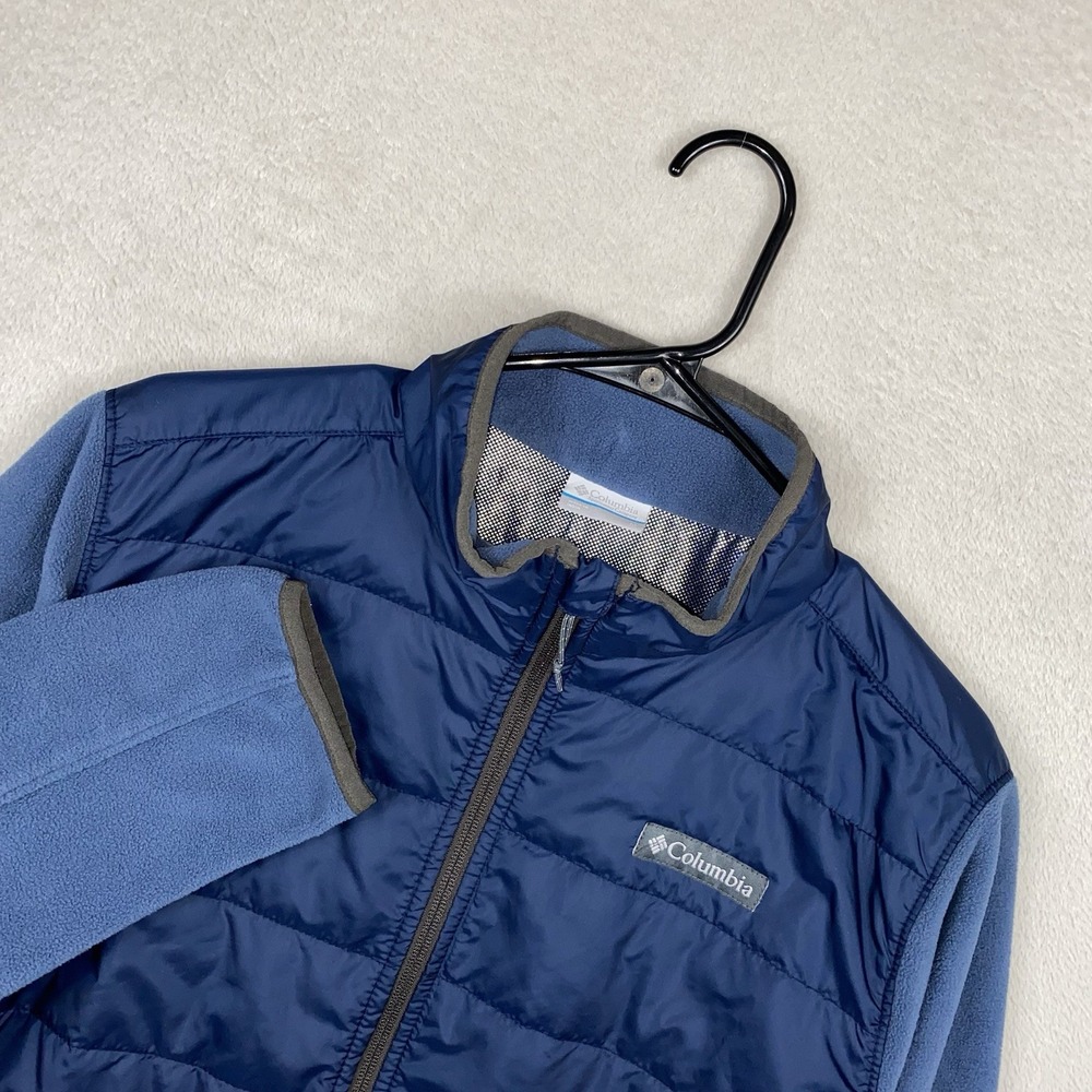 Columbia Basin Butte Fleece Jacket Men's M Blue Omni Heat Full Zip Puffer Coat